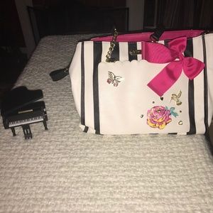 Betsey Johnson Black White Pink Bag with clutch